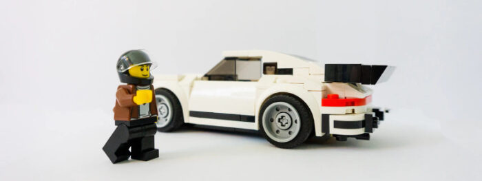 Lego sports car and minifigure