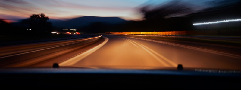 car driving in the evening with an empty road ahead