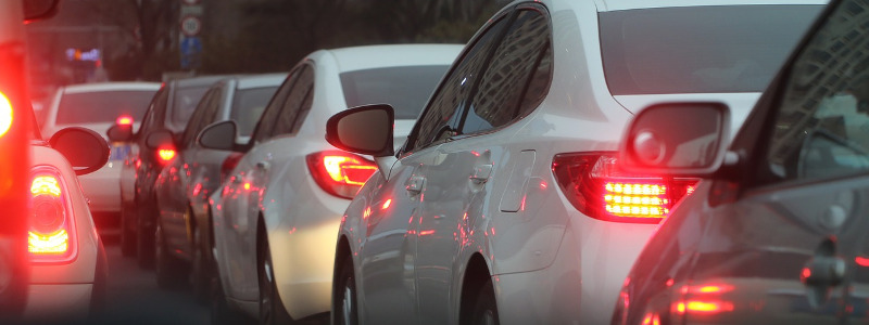 cars stuck in traffic