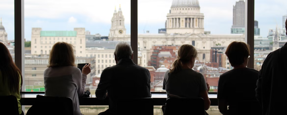 group having coffee in London