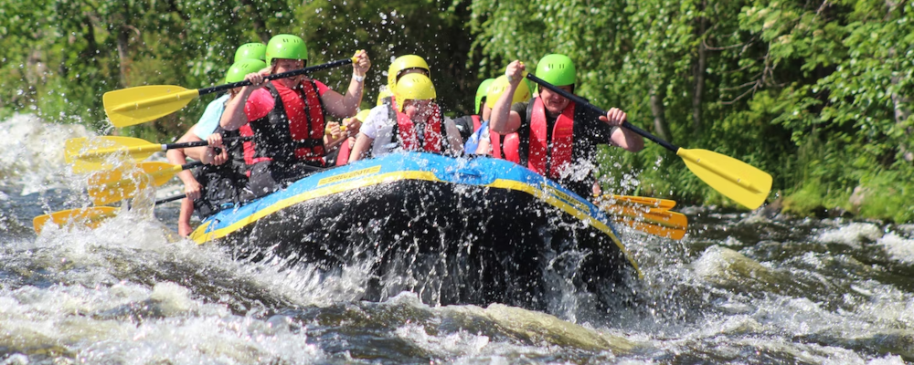 group on a river raft