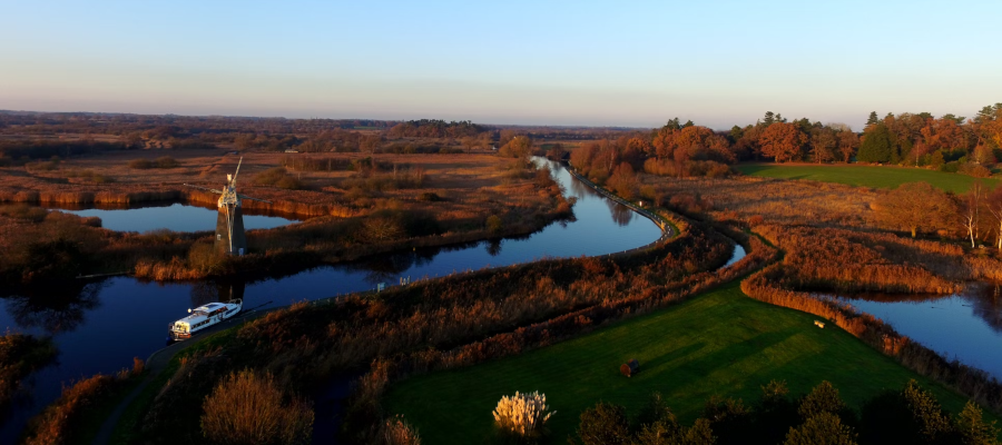 sunset on the Norfolk Broads