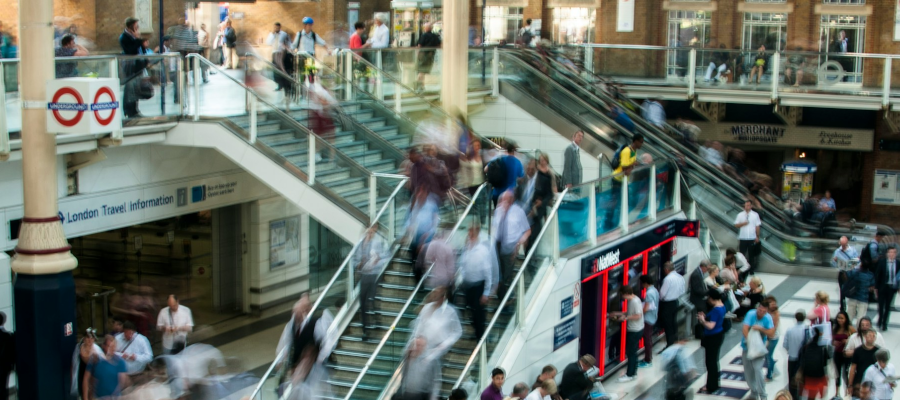Busy train station public transport