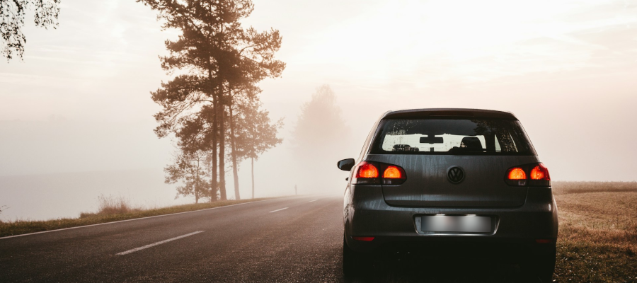 Volkswagen Golf Car on an adventure on a remote road