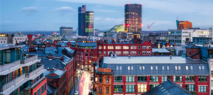 Manchester traffic and skyline