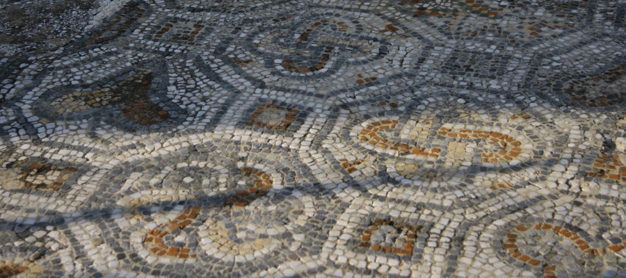 Ancient roman mosaic tiles