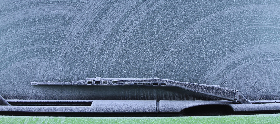 Frosted car windscreen