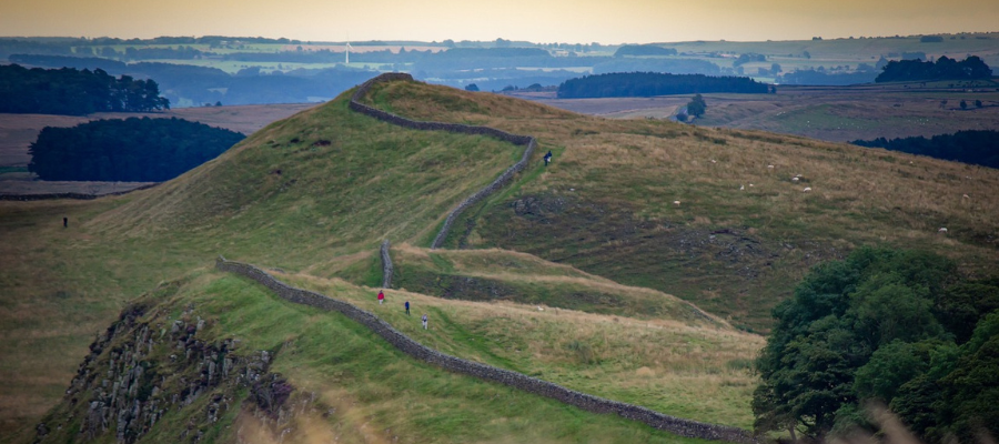 Hadrian's wall across the hills