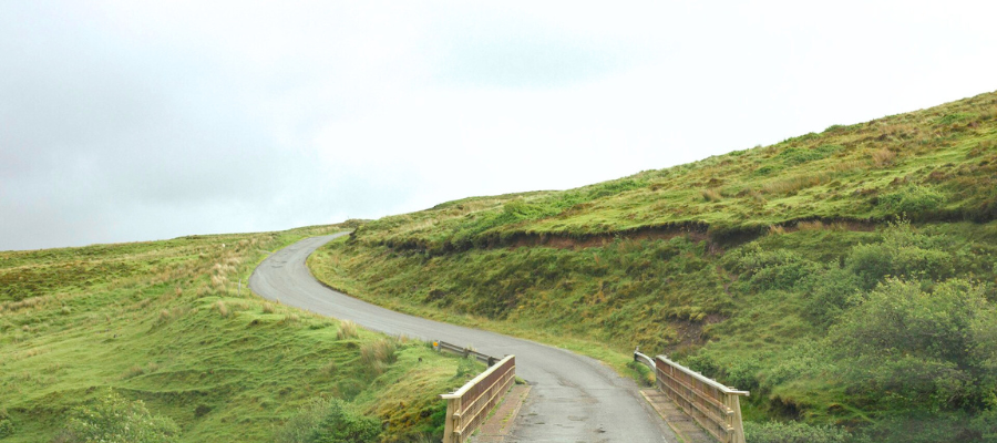 Single lane bridge on country road